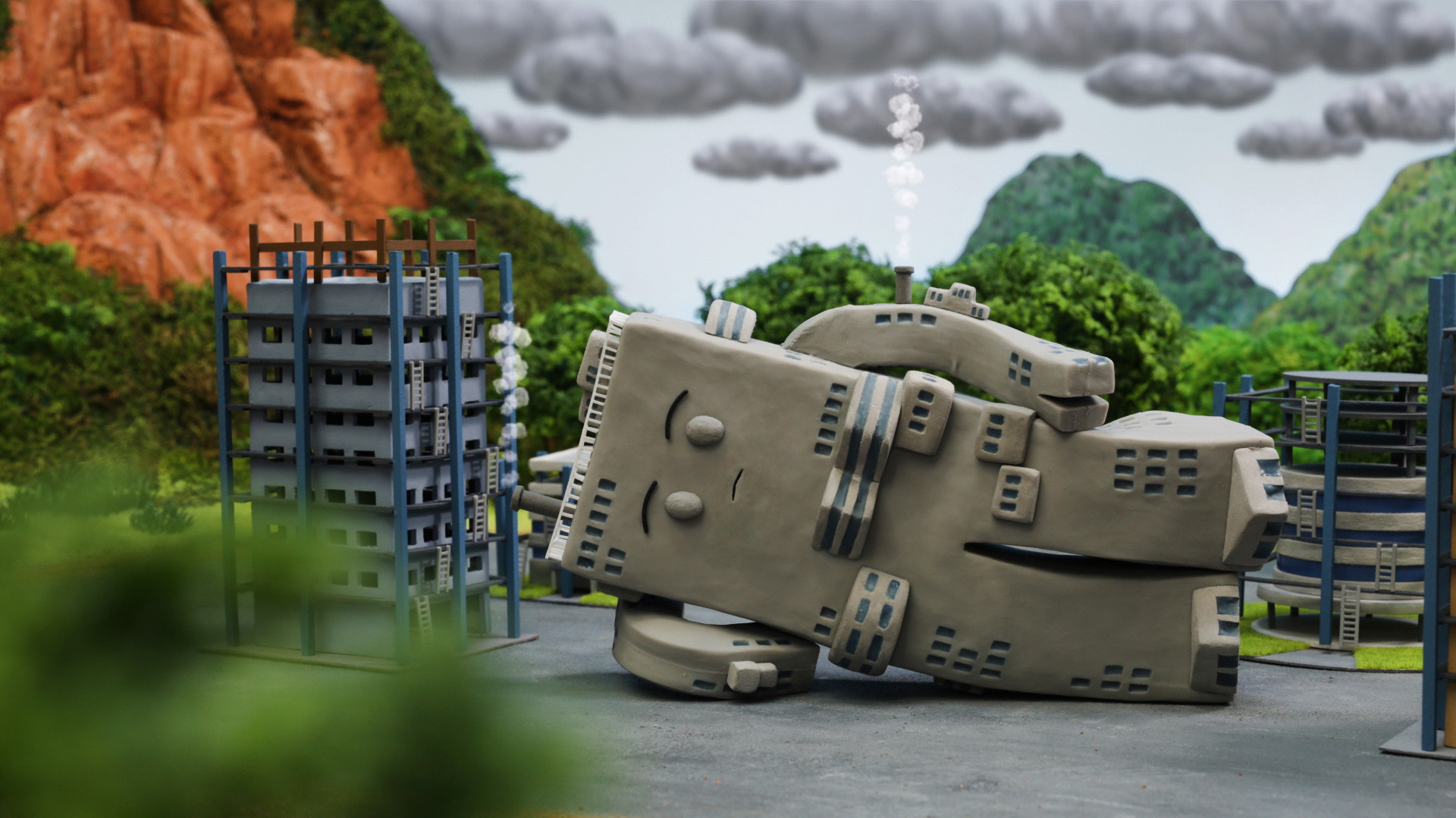 オイラはビル群