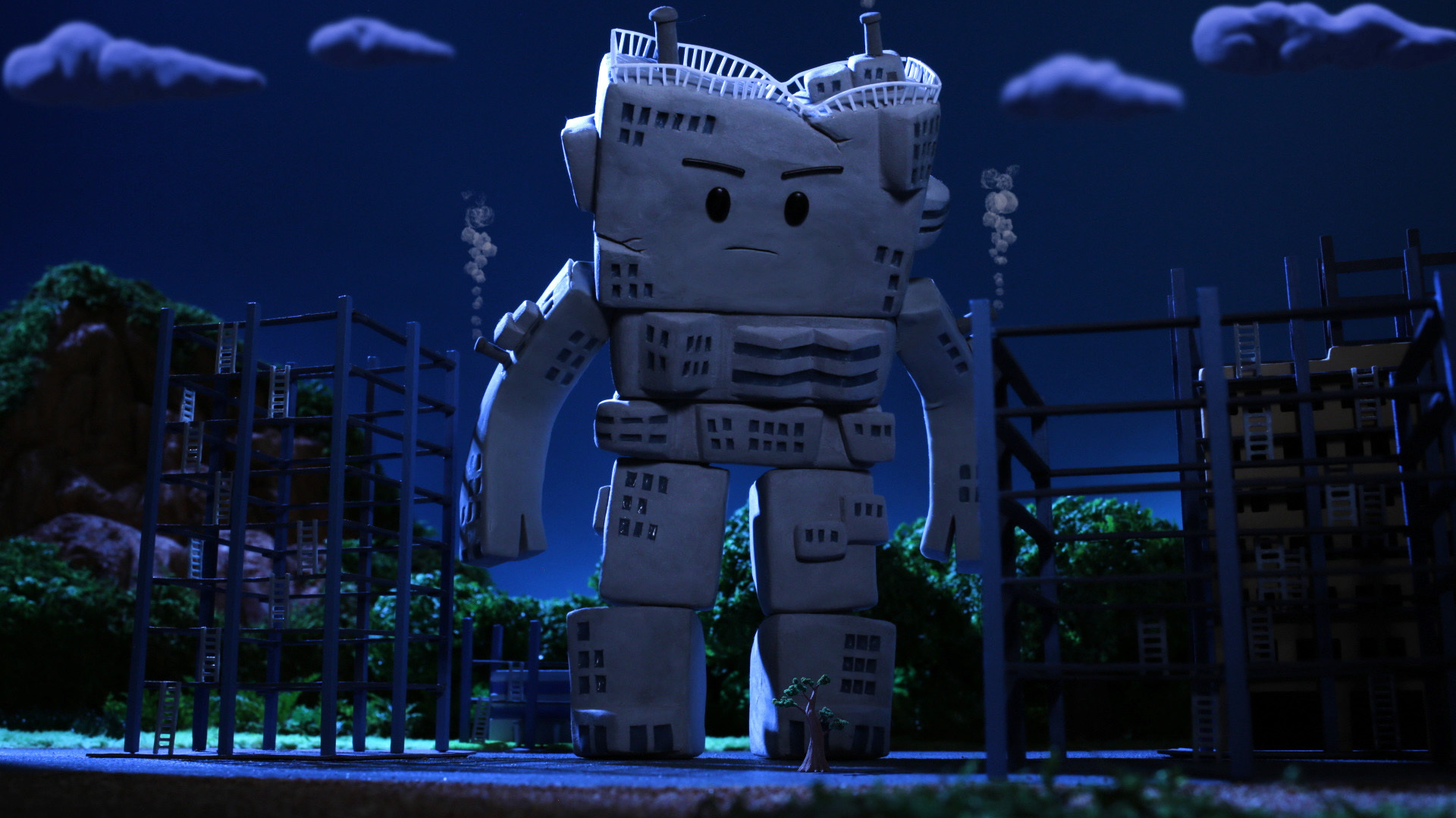 オイラはビル群