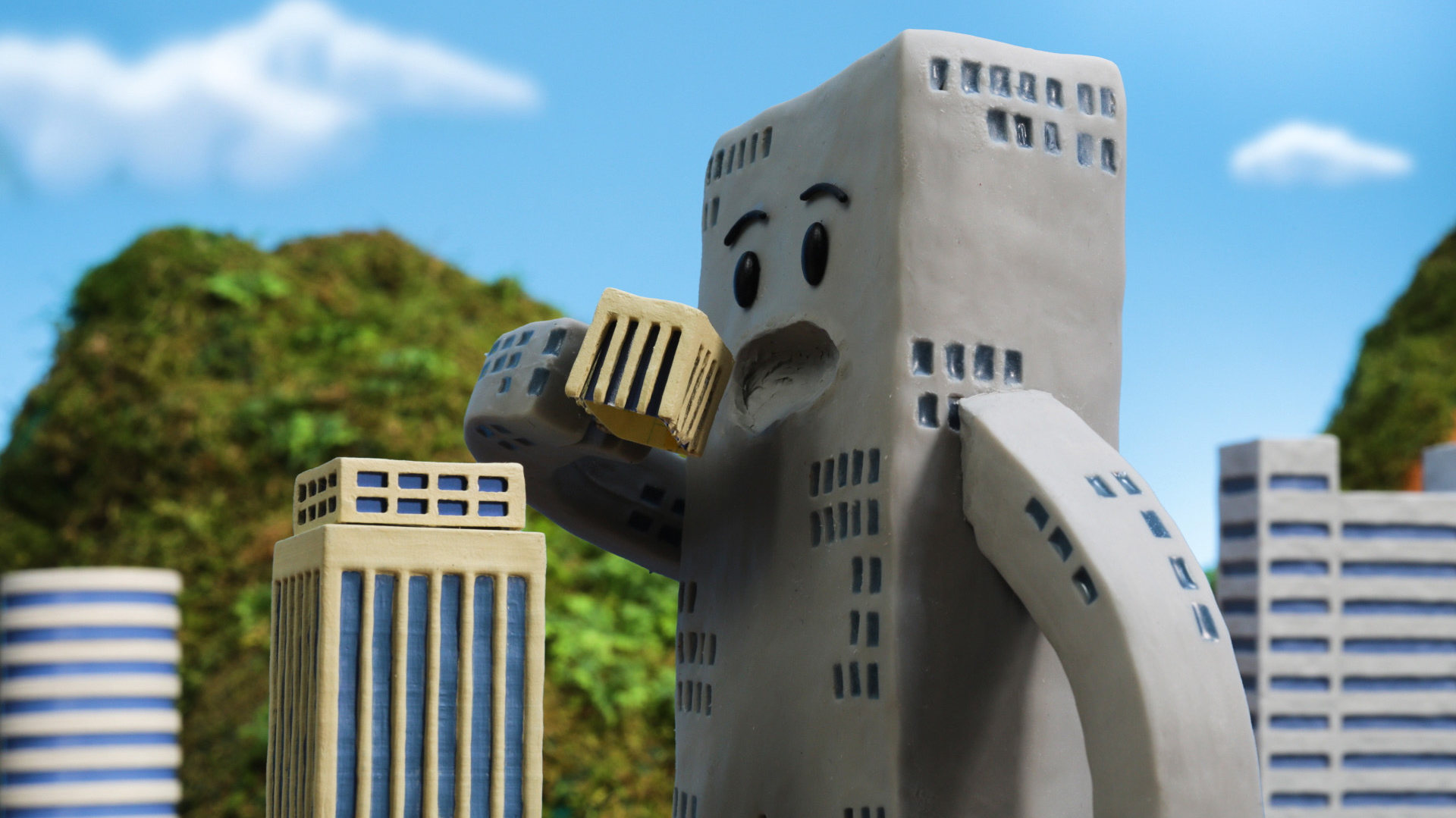 オイラはビル群